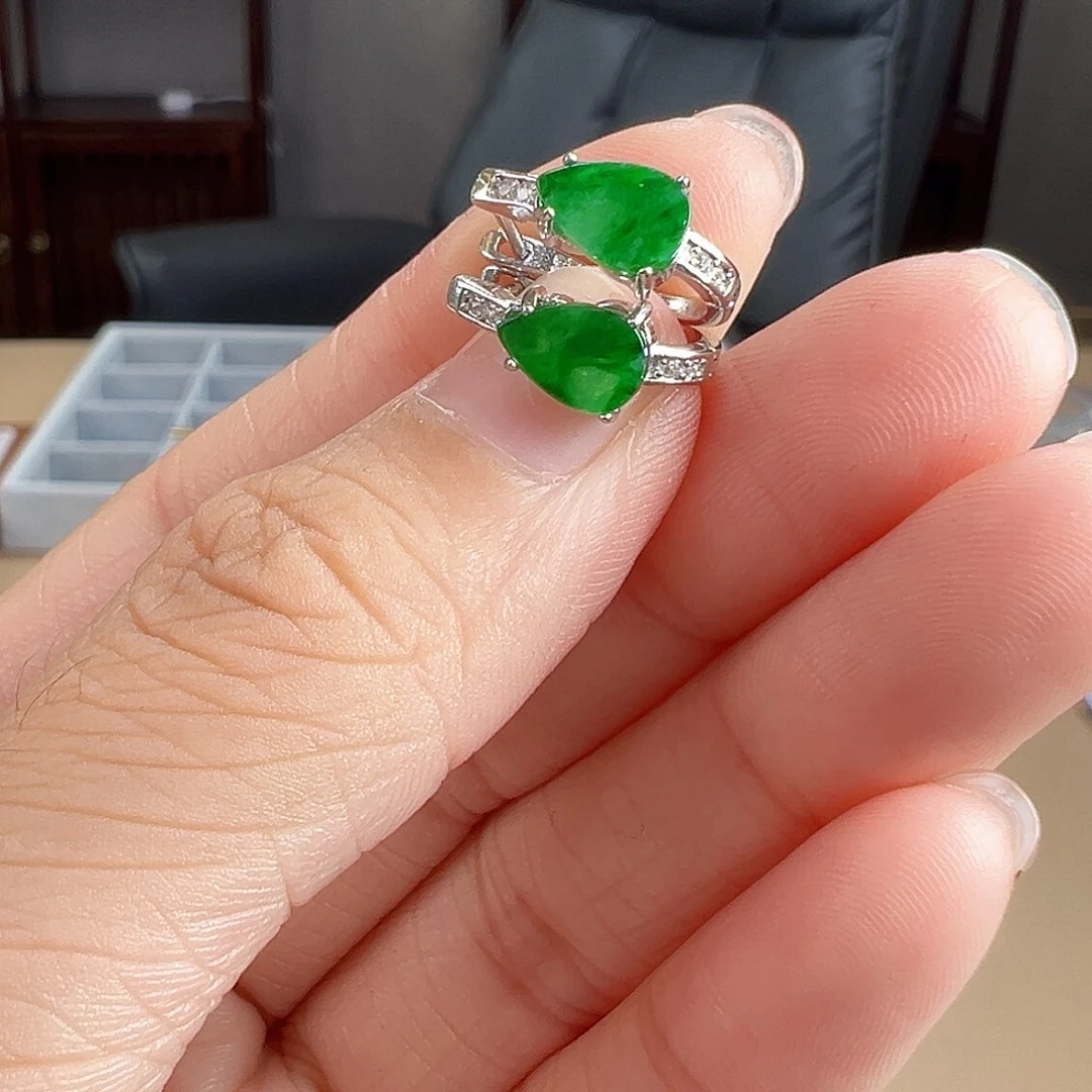 翡翠银S925镶嵌耳饰耳饰30