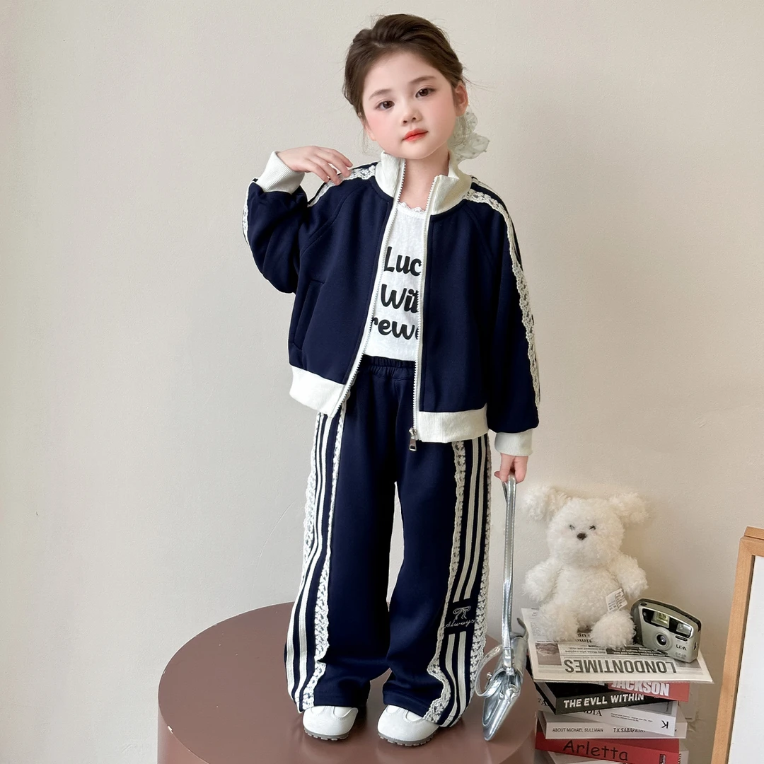 女童套装春秋2025春装新款时髦洋气儿童运动外套女宝宝两件套潮