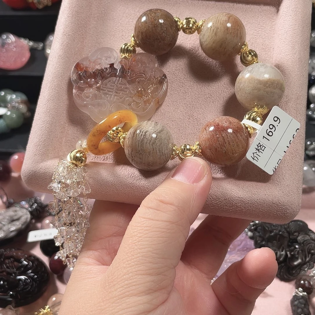 未镶嵌手串水晶胶花如意配千层幽灵下单拍2