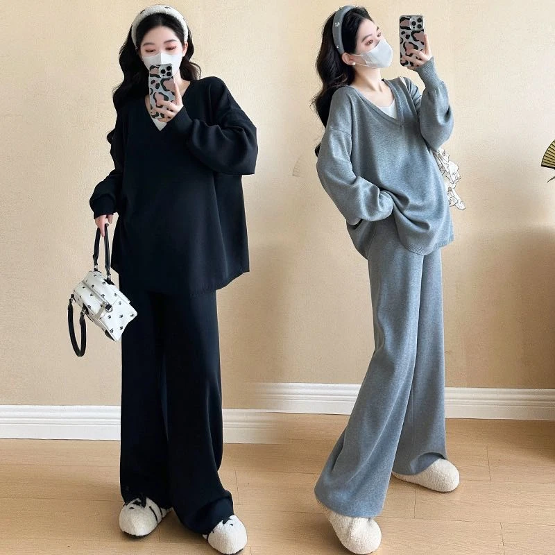 孕妇高品质柔软加密针织慵懒风套装5816