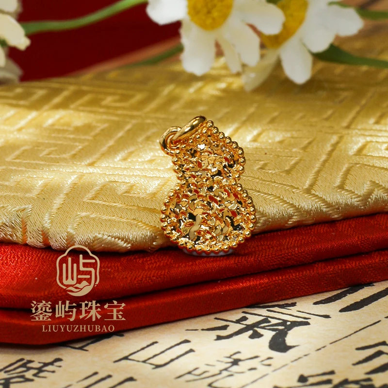 18K金经典碎冰冰葫芦配件 尺寸约16*11*2