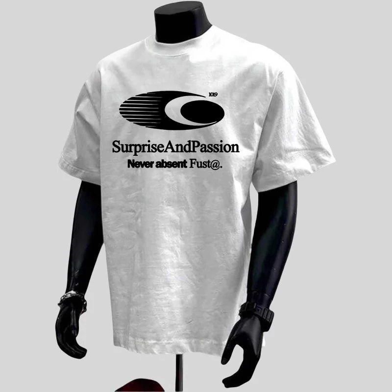 纯棉短袖青年圆领修身型简约字母T恤上衣ins夏季百搭男装潮流宽松