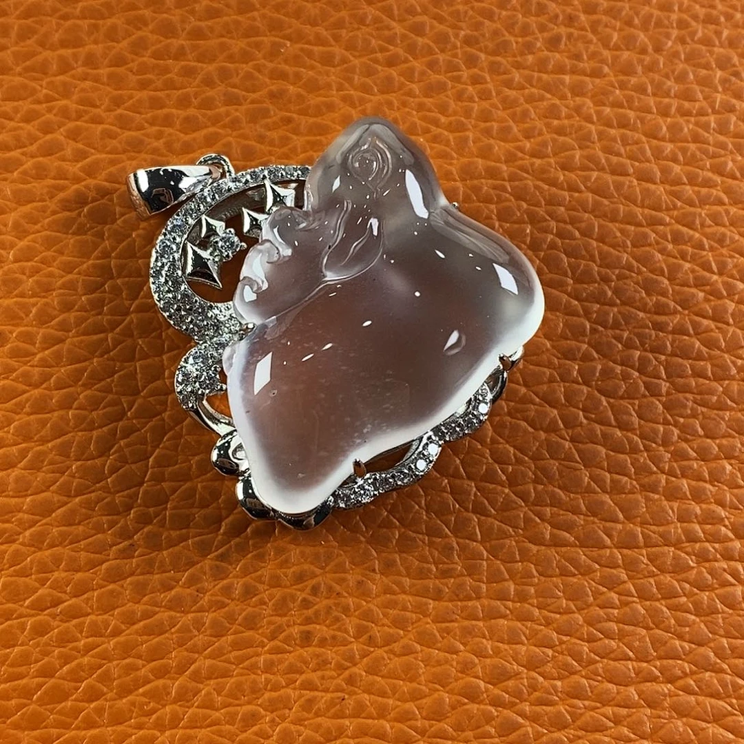 石英质玉银S925镀金镶嵌颈饰
