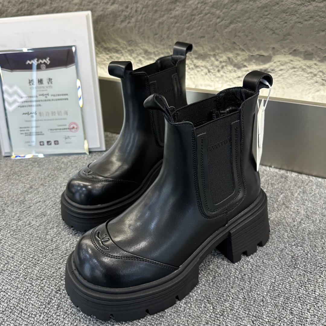玛莎玛索291-7加绒厚底圆头烟筒靴小个子显瘦