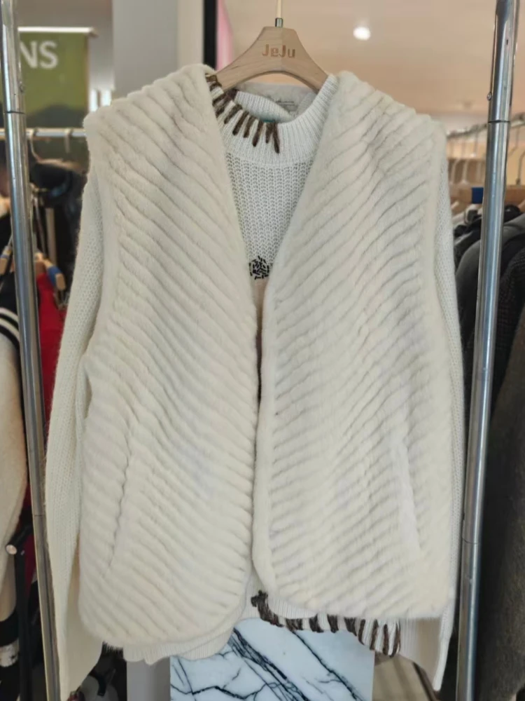 【济州岛】珍珠色水貂毛皮马甲250752