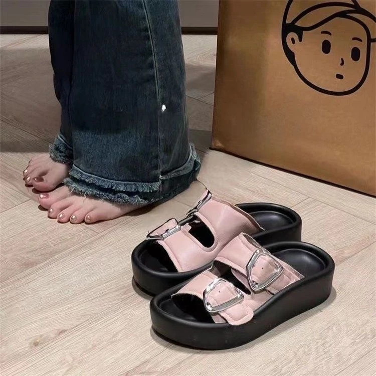 Y-31拖鞋女夏季外穿透气网红时尚厚底一字带休闲百搭平底沙滩鞋子