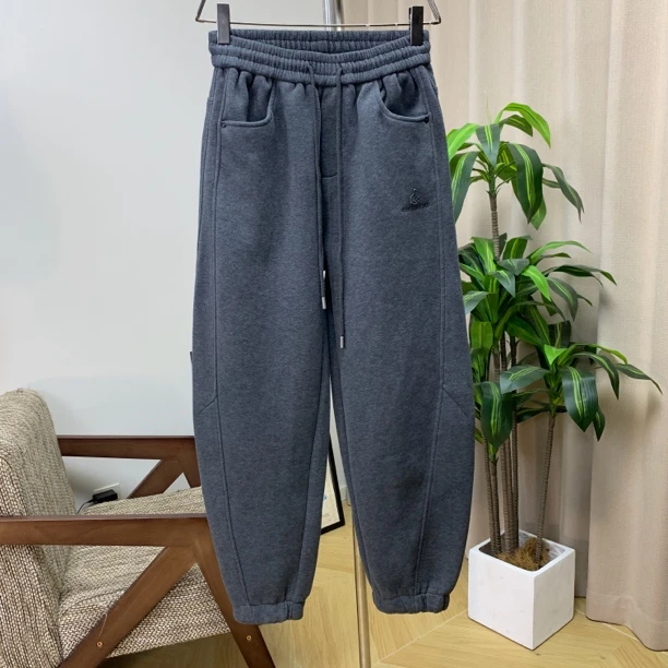潮流风加厚冬季保暖刺绣束脚休闲裤宽松运动男士卫裤百搭高街