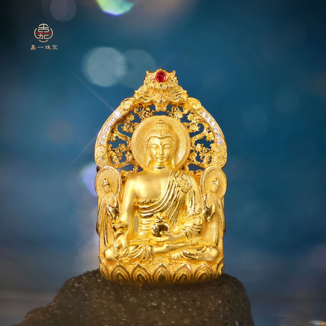 【嘉一珠宝】时轮化伤 八门聚康 ·药师佛新款原创首发重金18k金吊坠