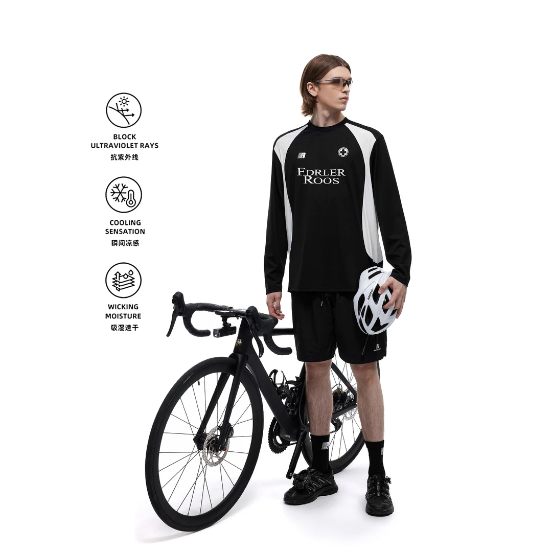 FDR官方店 速干拼接字母印花运动长袖T恤男女秋先锋户外宽松上衣