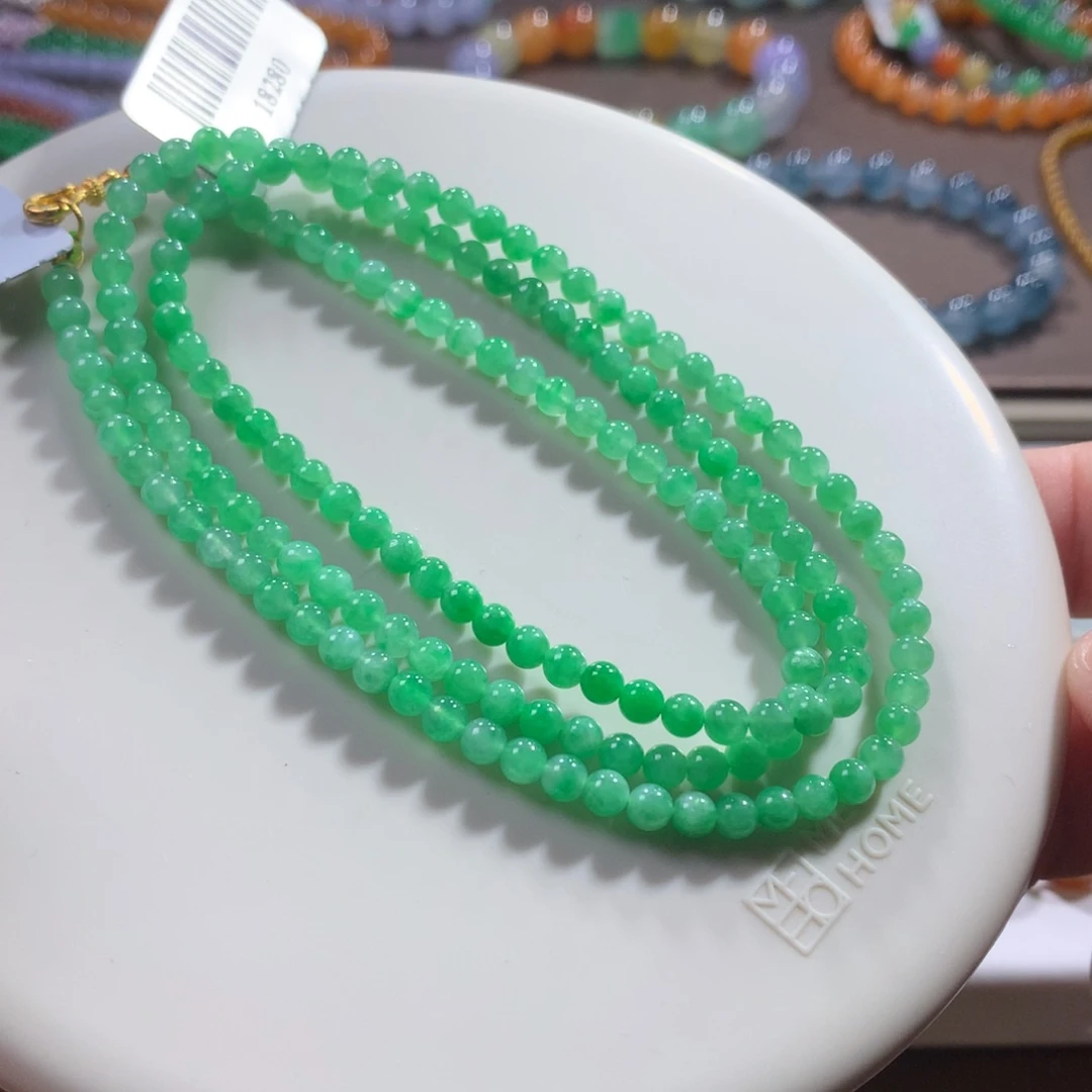 未镶嵌手链翡翠甜阳绿小米项链 卡3.5