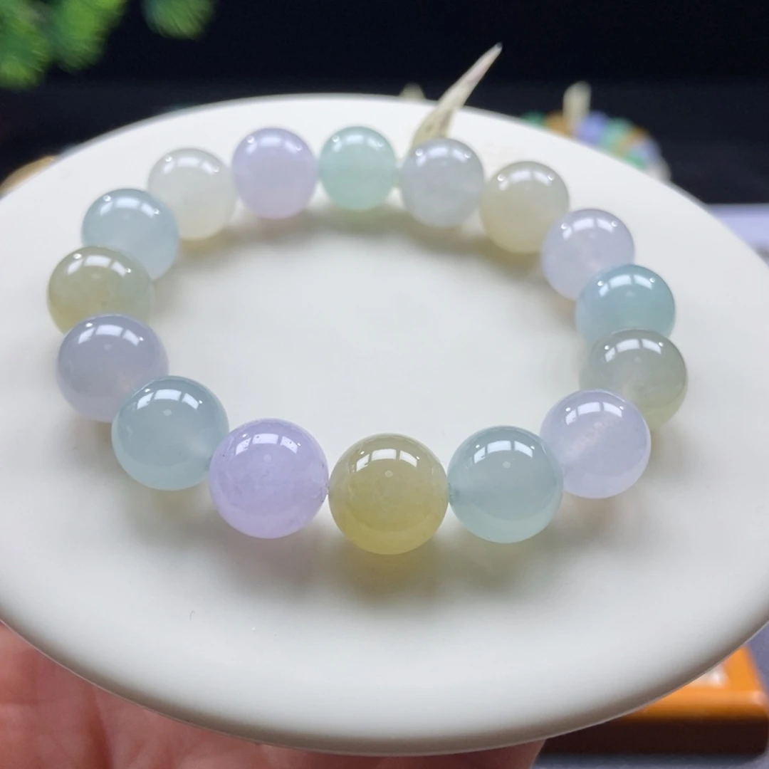 翡翠手串未镶嵌糖果马卡龙多宝11+