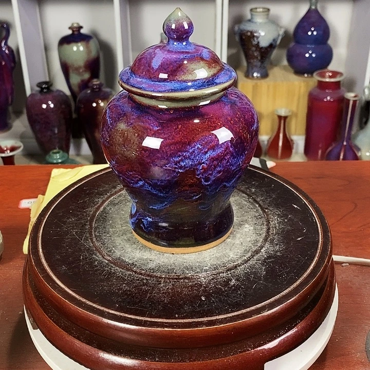 尚峰钧窑作品茶叶罐