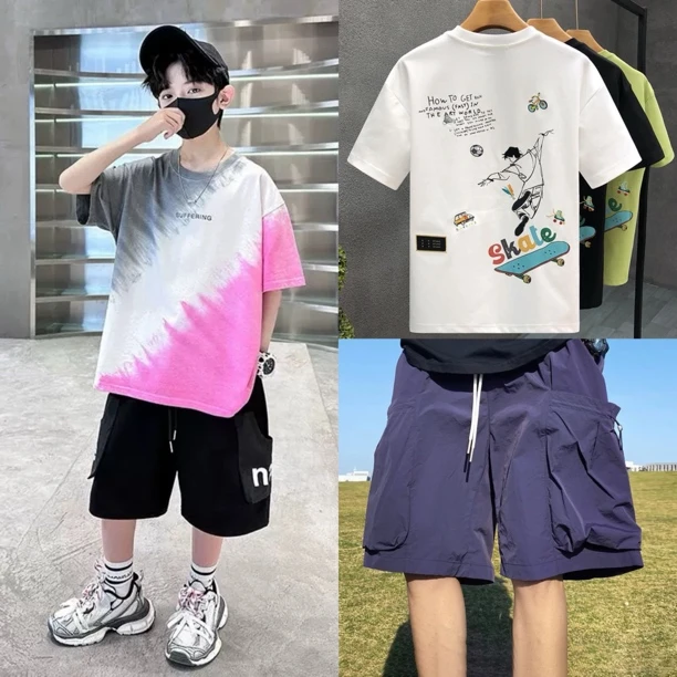 061-183夏季新款新款青少年男女童夏季新款韩版潮童短袖