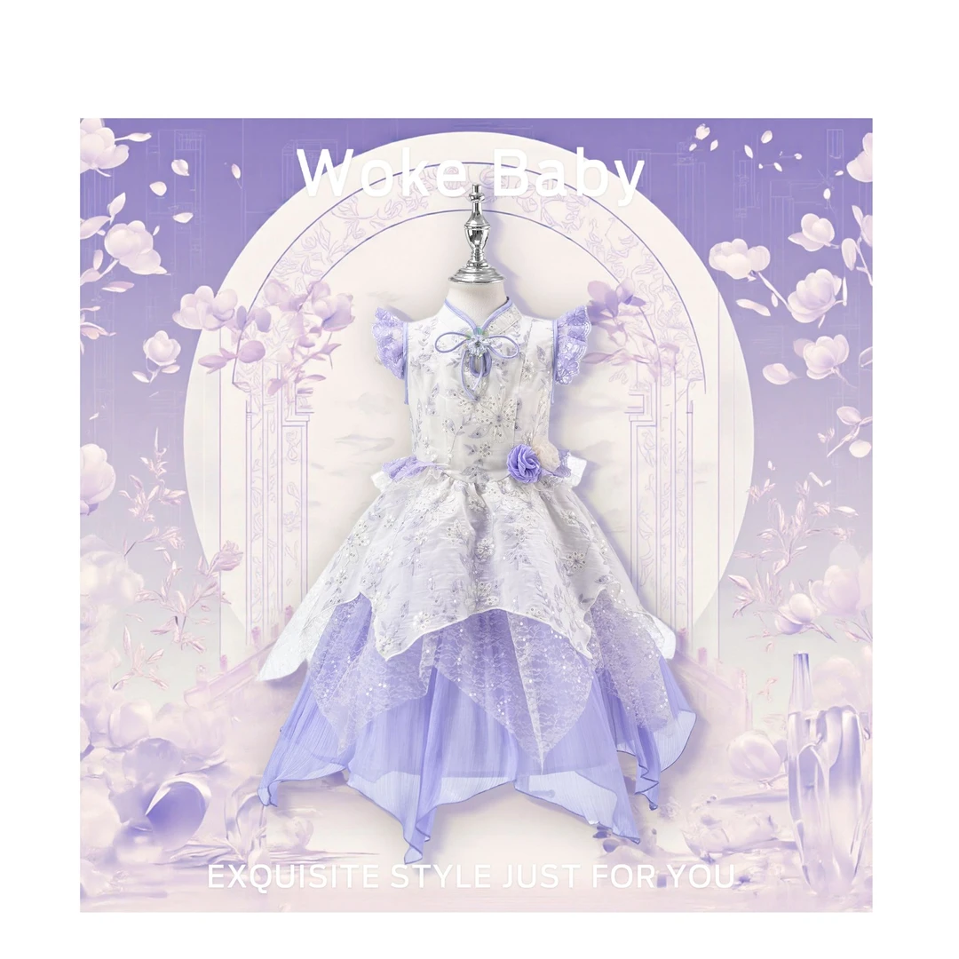 【现货】女童夏季可爱中大童上衣中领套头汉服连衣裙F348