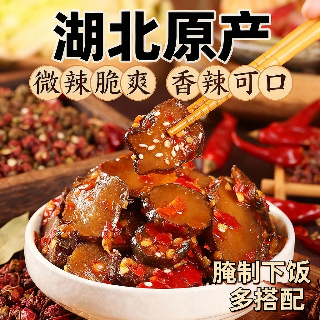 湖北酱洋姜微甜微辣香辣腌制脆爽即食经典美味开胃下饭菜500g/瓶