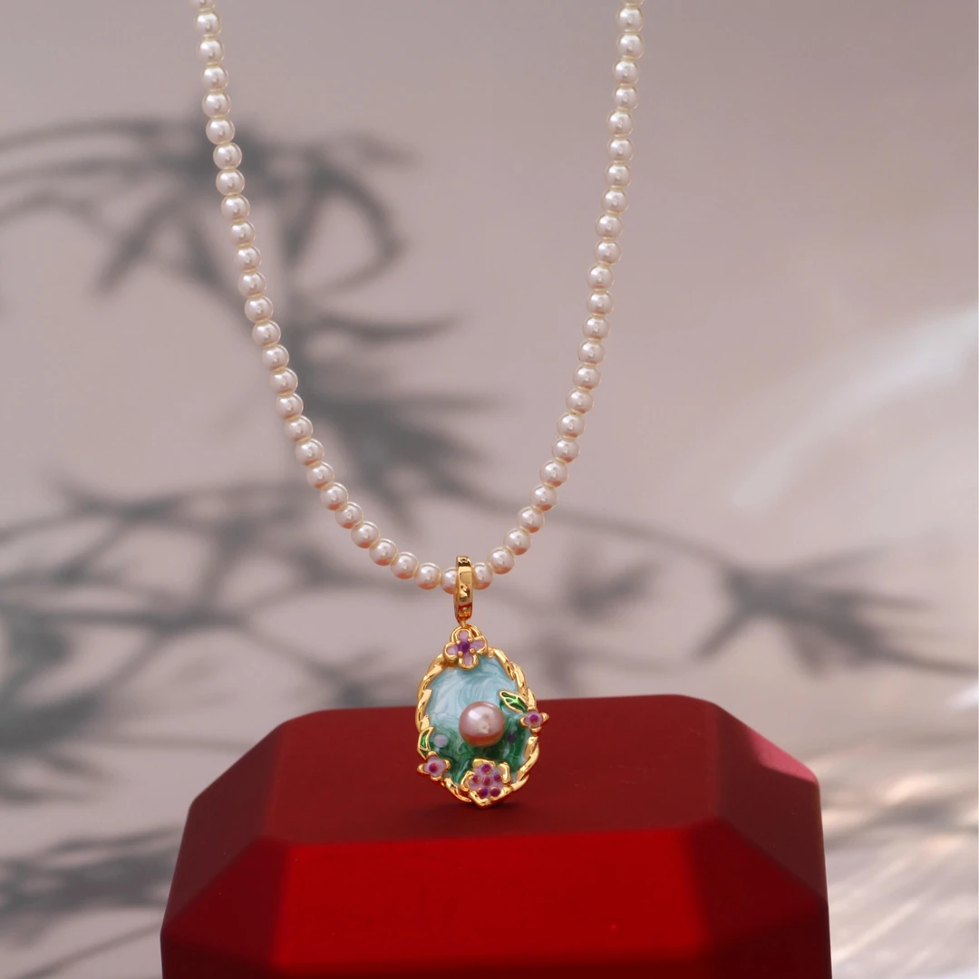 铜合金项链 《货号7869》油画小米珠项链