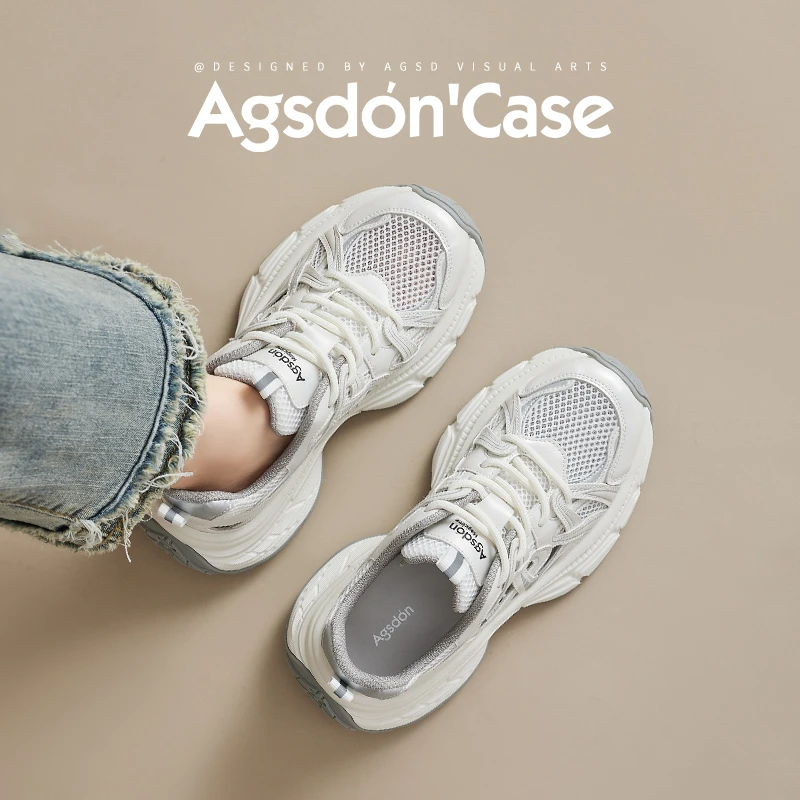 Y奥古狮登厚底老爹鞋女2025新款夏季透气百搭配裙子小白运动鞋爆Y