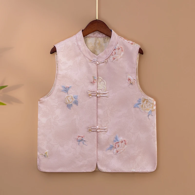 【花瑶】2025新款春季马甲新中式宽松显瘦立领绣花气质上衣马夹女款