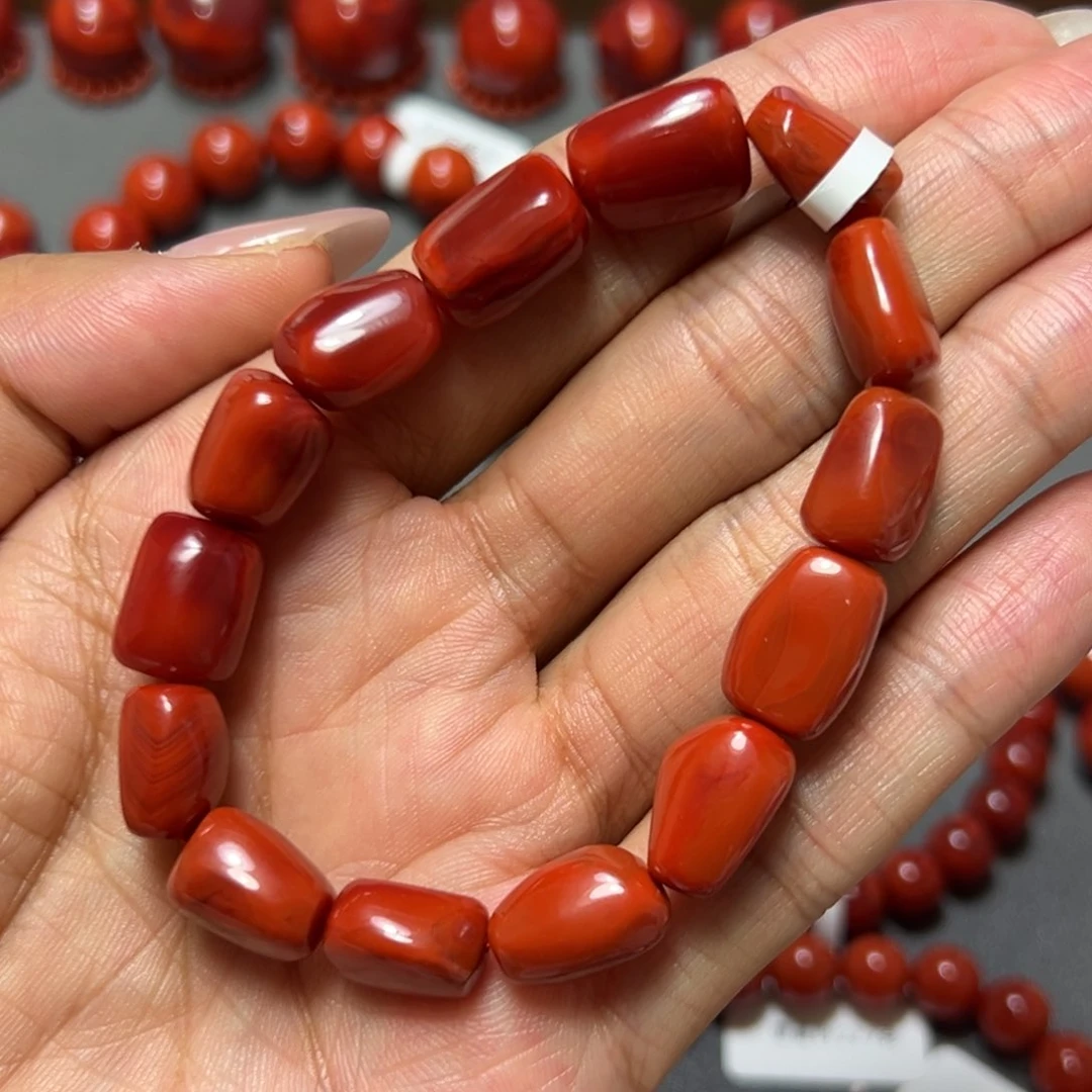 未镶嵌手串南红玛瑙 柿子锦满肉随型单圈 性价比