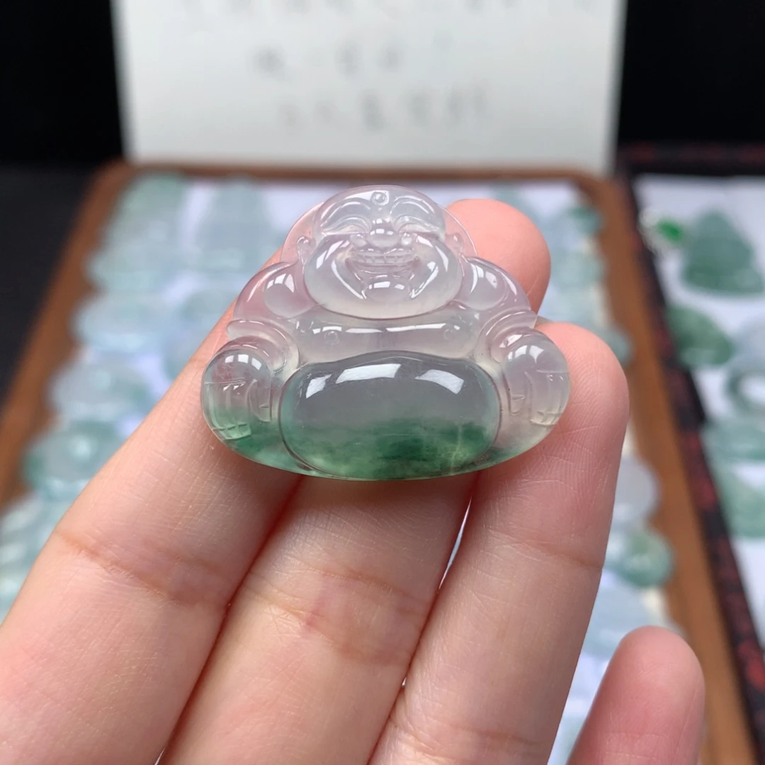 颈饰未镶嵌翡翠冰种飘花大佛公