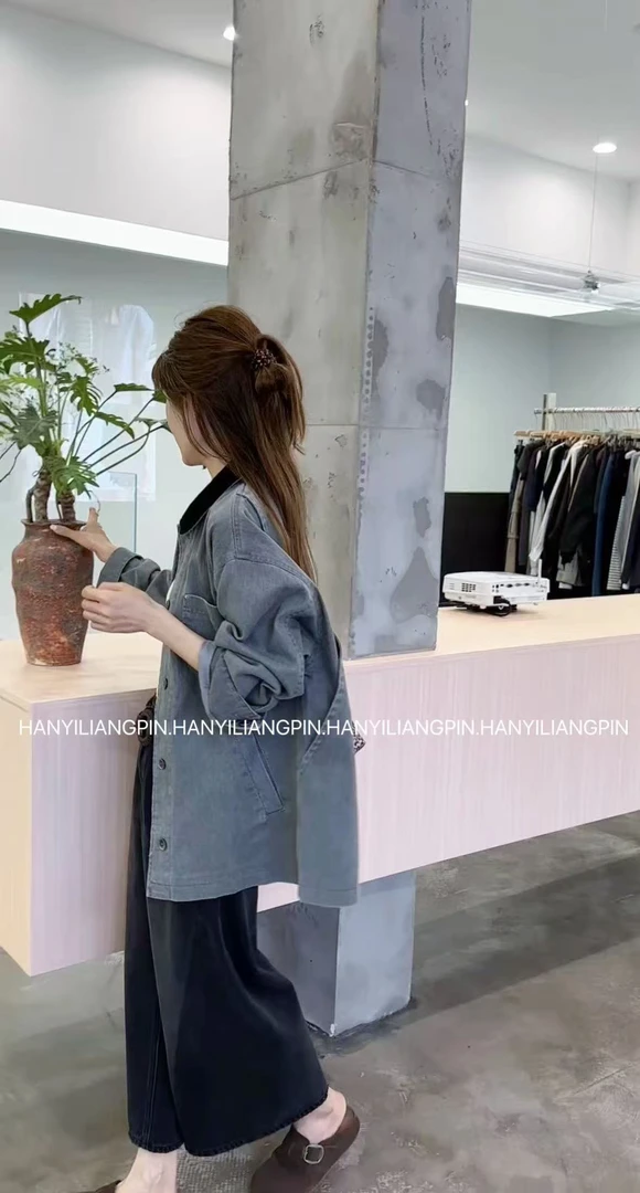 【拼接牛仔】高级感翻领休闲外套