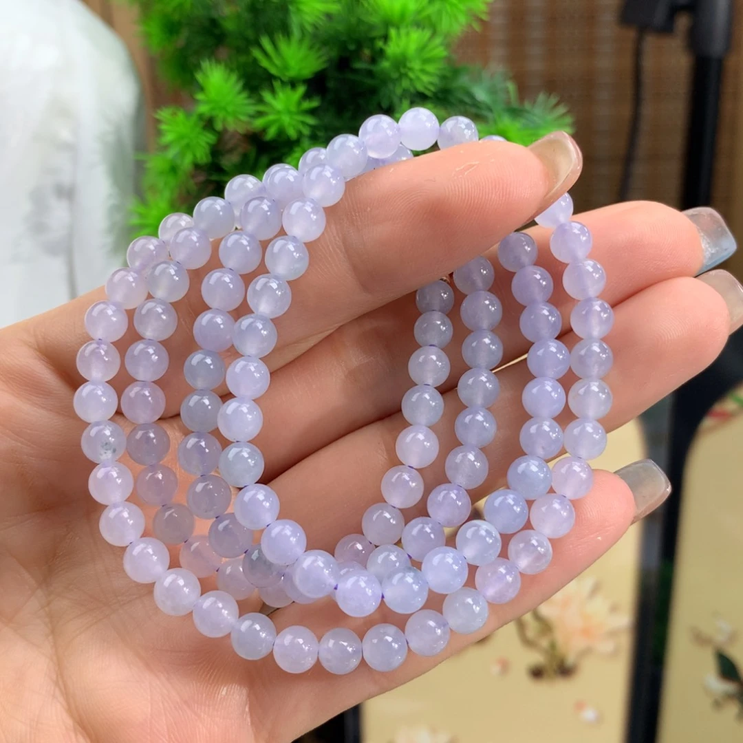 翡翠手链未镶嵌冰紫项链卡5.7m m