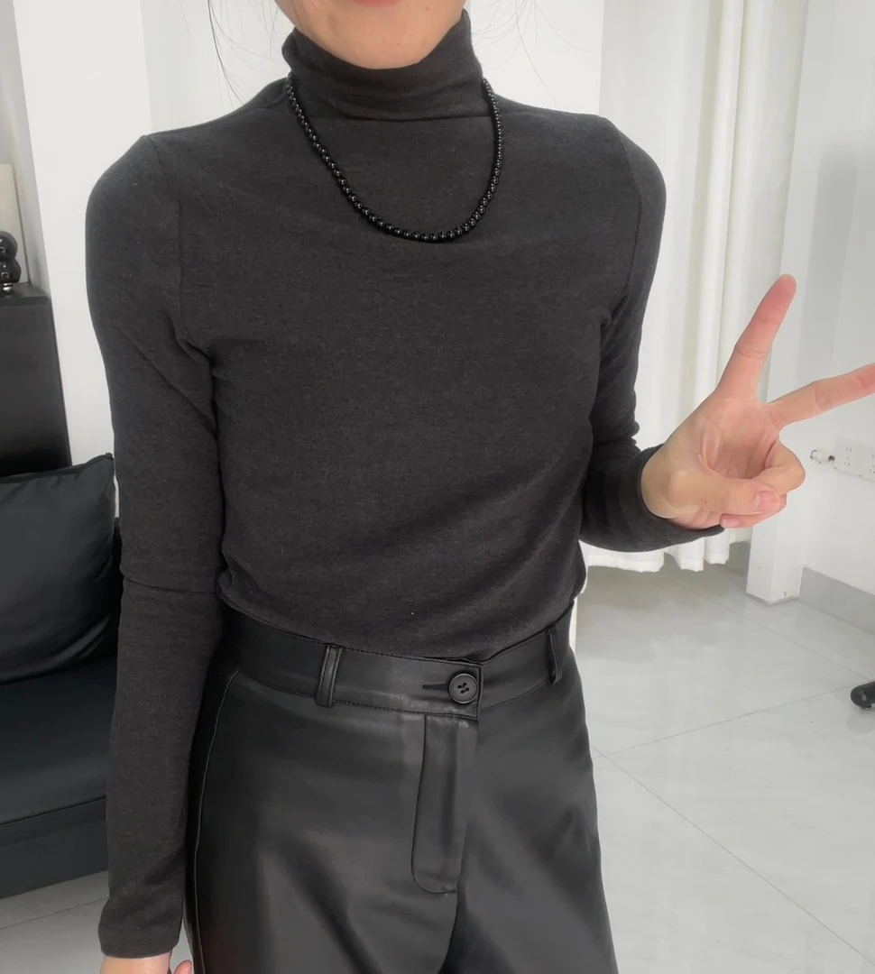 高领打底衫女内搭秋冬2024新款高级感洋气修身紧身可外穿磨毛打底