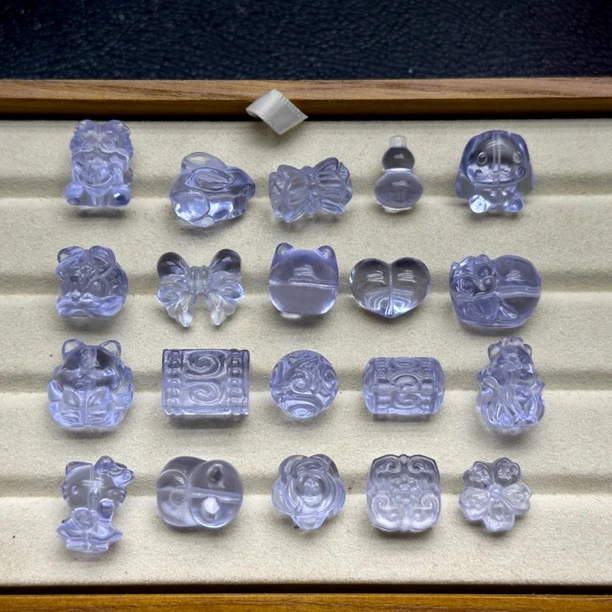 薰衣草紫水萌宠雕刻件DIY手串DIY手机挂DIY包挂