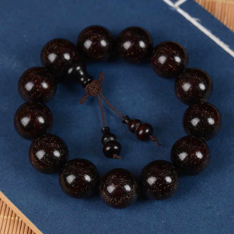 小叶紫檀手串（黑红） 15mm  LQ55  （无礼盒）