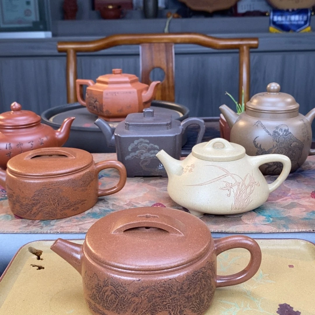 用****3稀罕桃花泥全手工汉瓦360度精刻山水➕竹鹊