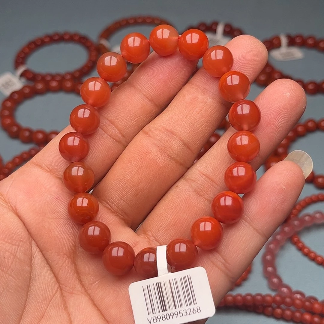 南红玛瑙未镶嵌手链玫锦红卡10+