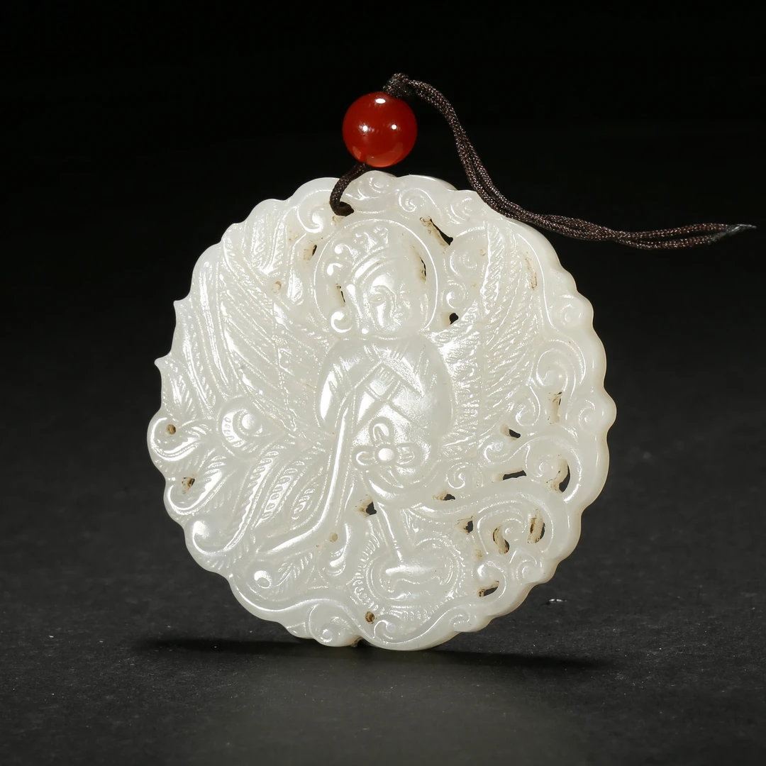 清代*迦楼罗白玉佩/10LB2710/和田玉【北京文博】