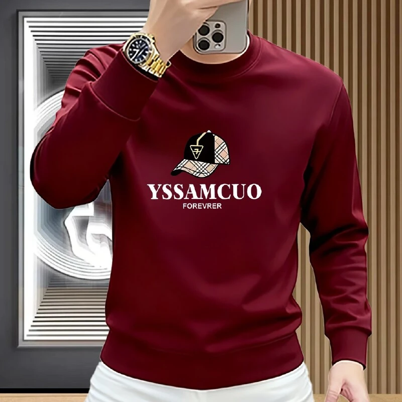 新款爆款男式加绒加厚秋冬季潮牌长袖男士卫衣圆领时尚百搭男上衣