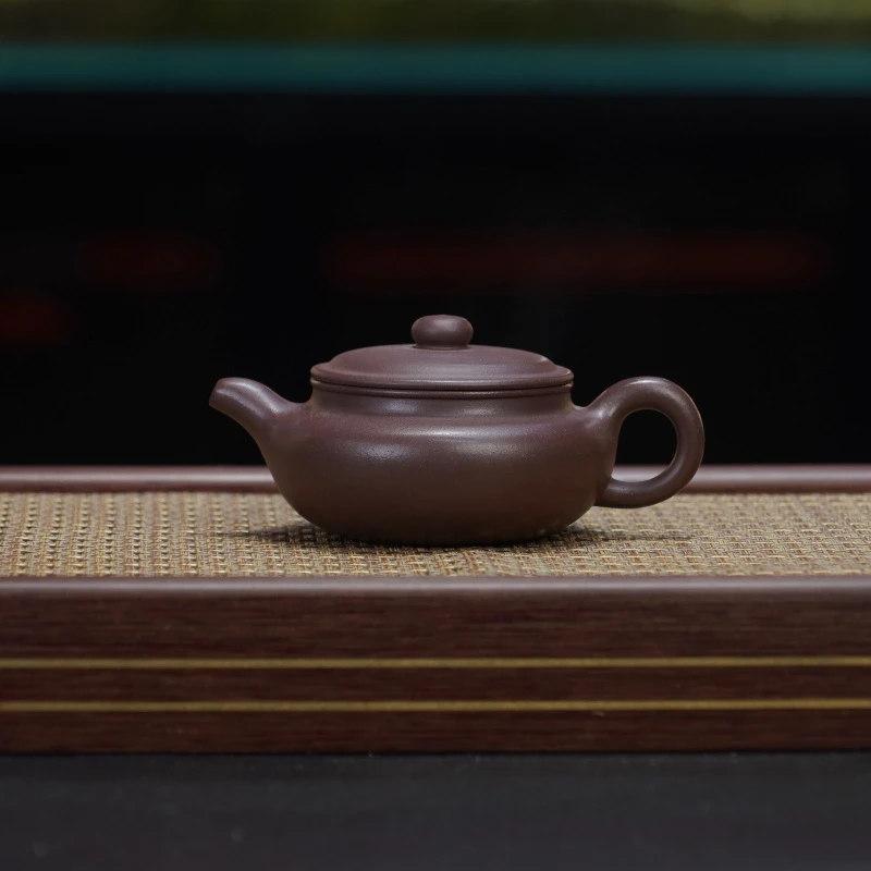 MB紫泥[扁腹200CC]宜兴手工紫砂壶