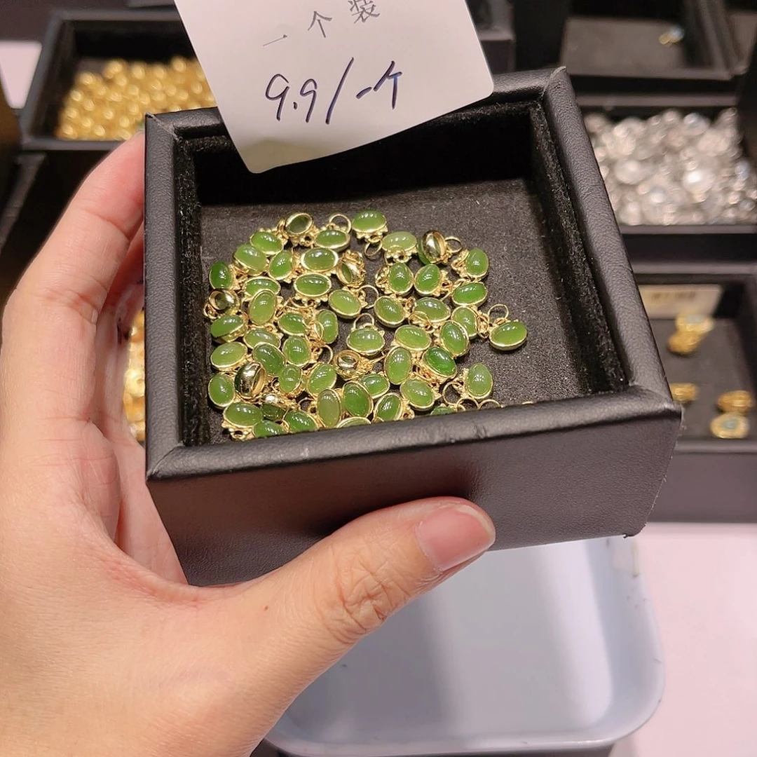 和田玉（碧玉）颈饰银S925镀金镶嵌148