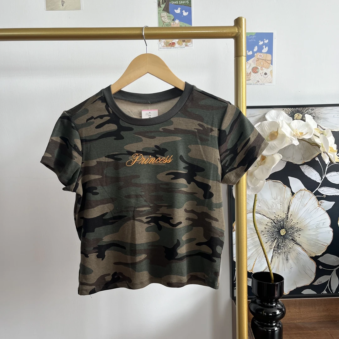 INS风圆领高街拼接T恤1402