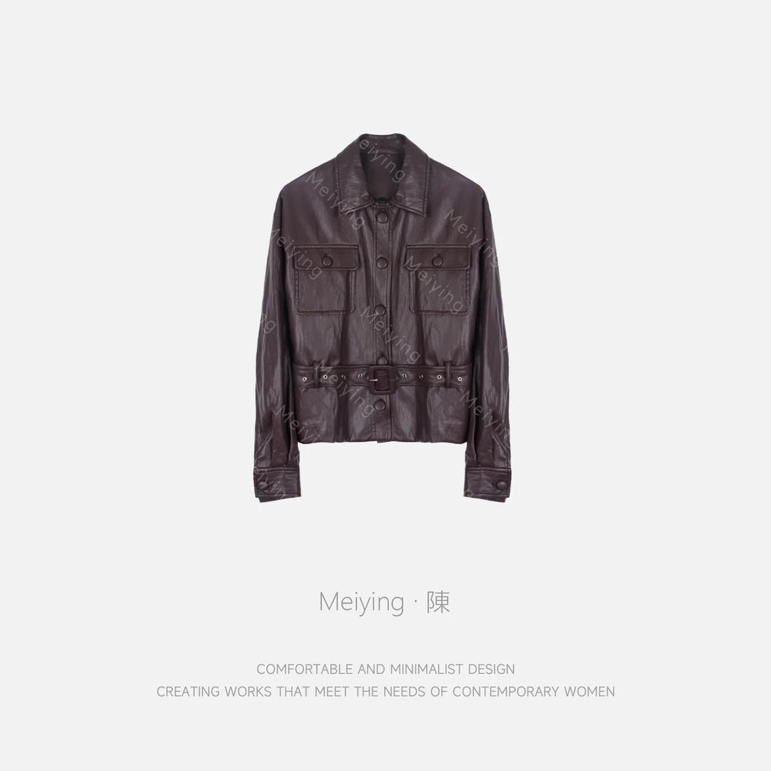 Meiying-美式高级感百搭腰带气质显瘦皮衣QB016
