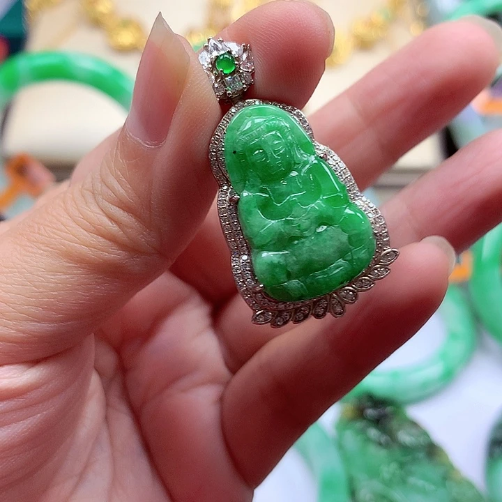 颈饰银S925镶嵌翡翠翡翠