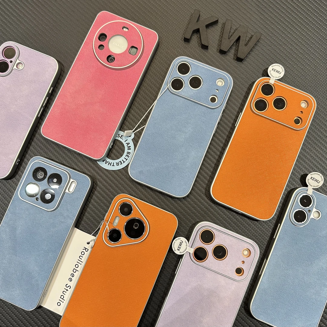 复古蓝色牛仔纹适用苹果17/16手机壳iPhone15小米14vivoppo华为潮