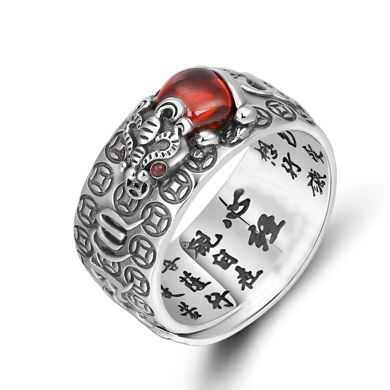 钛钢戒指 民族风貔貅戒指男士霸气宽版个性食指指环国潮时尚饰品