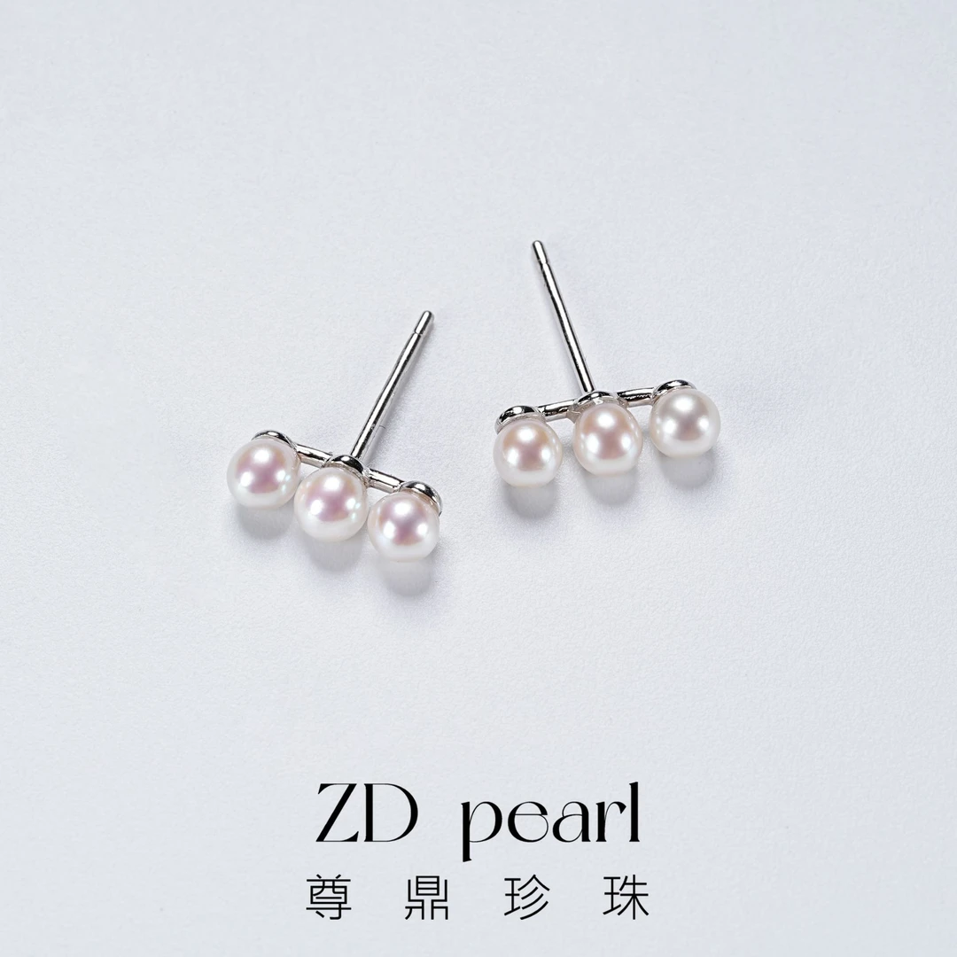 【央广专场】尊鼎珍珠-S925银海水珍珠中国南珠白珠耳钉3-4mm