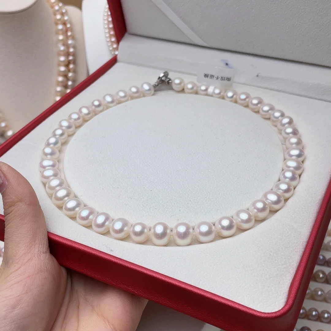 淡水珍珠项链银S925镶嵌邓*邓10-11