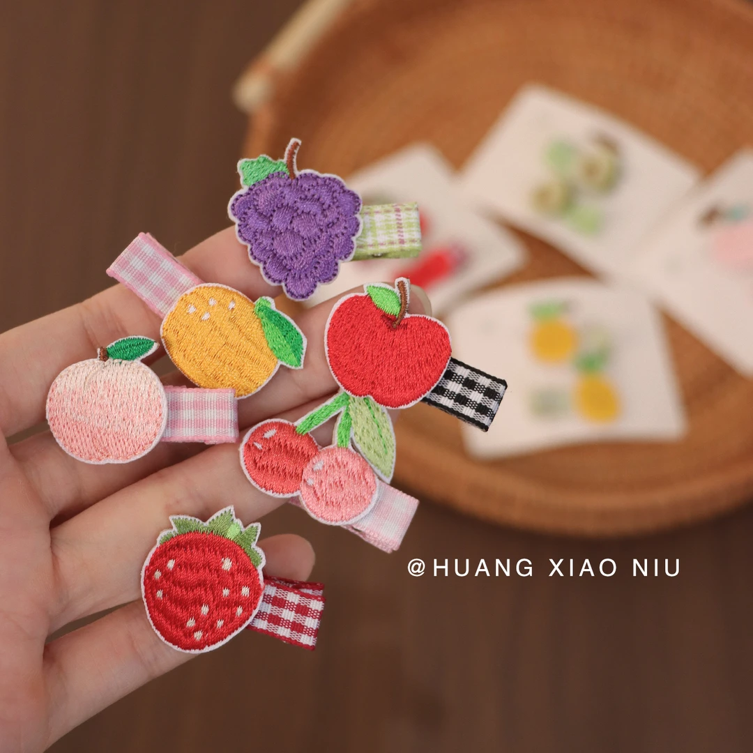 黄小妞新款爆可爱宝宝包布夹百搭水果系列碎发夹小女孩侧边刘海夹