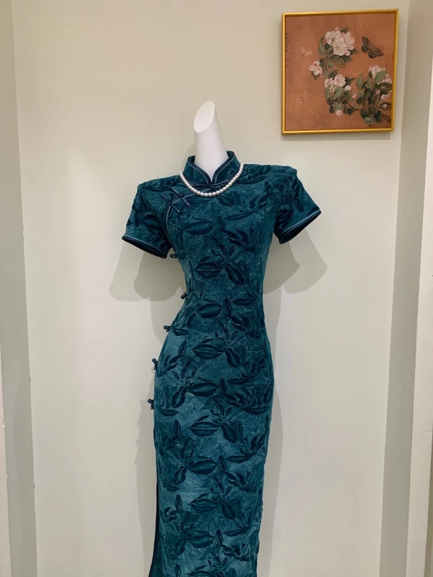 衣长123）茶黎夏季新款气质女人港风旗袍改良日常