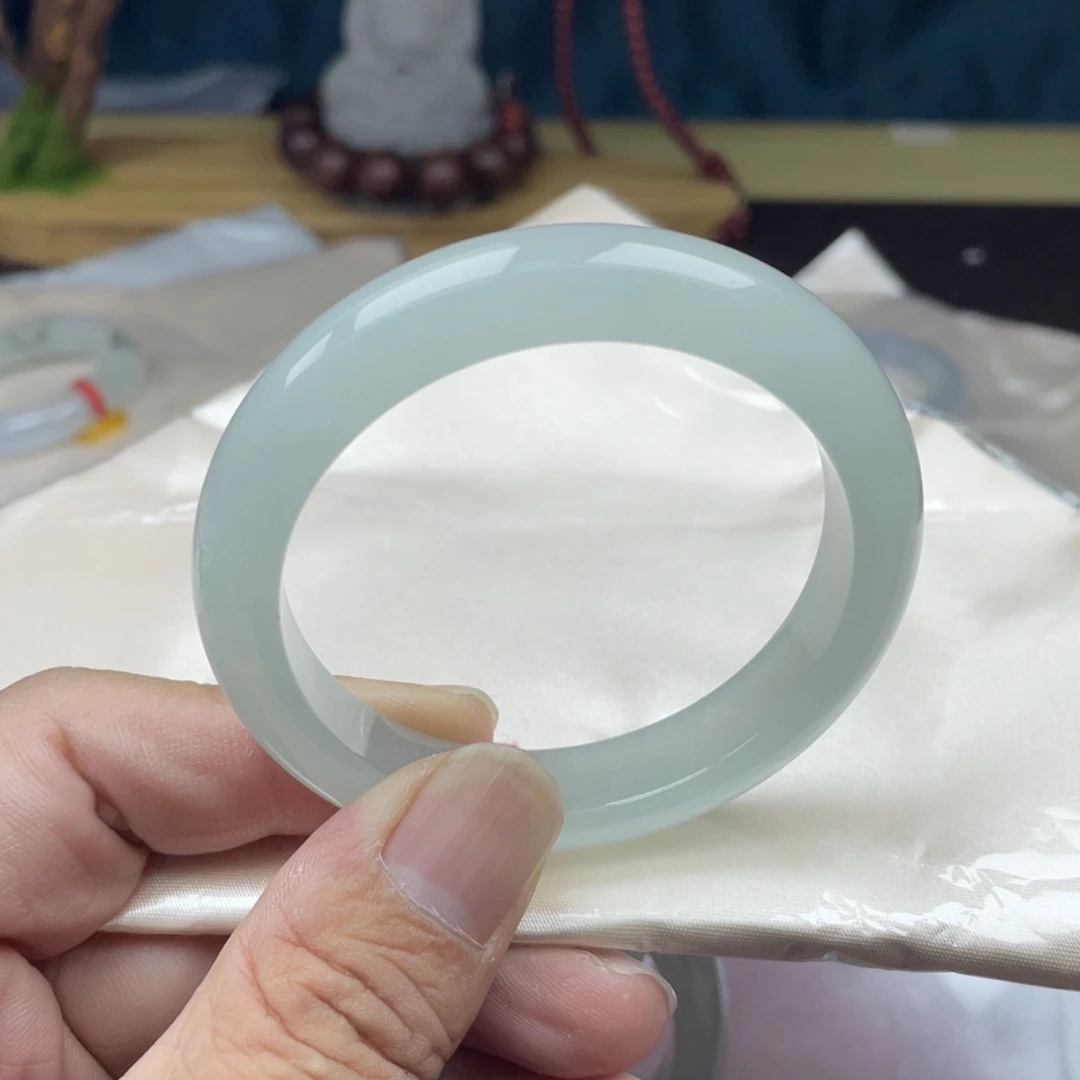 未镶嵌手镯翡翠56.1糯冰晴水种老起胶起莹