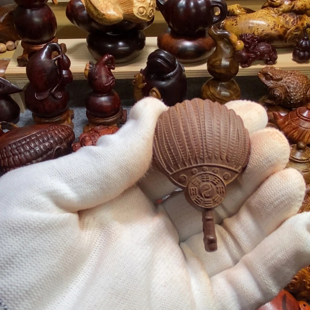 无事牌檀香紫檀（小叶紫檀）雷击枣木扇子