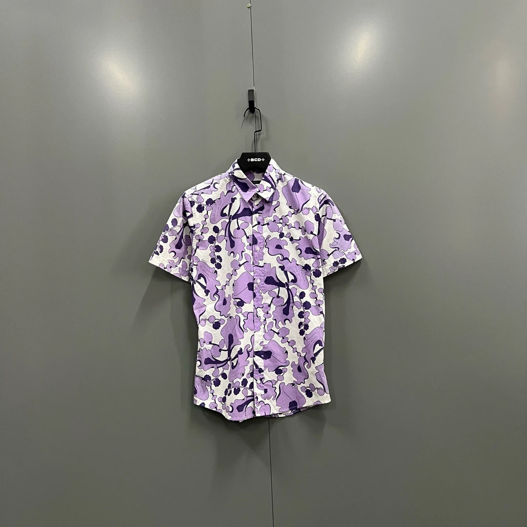 99新 GUCCI/古驰 (ll) 浅紫色几何满印衬衫 38码/018211