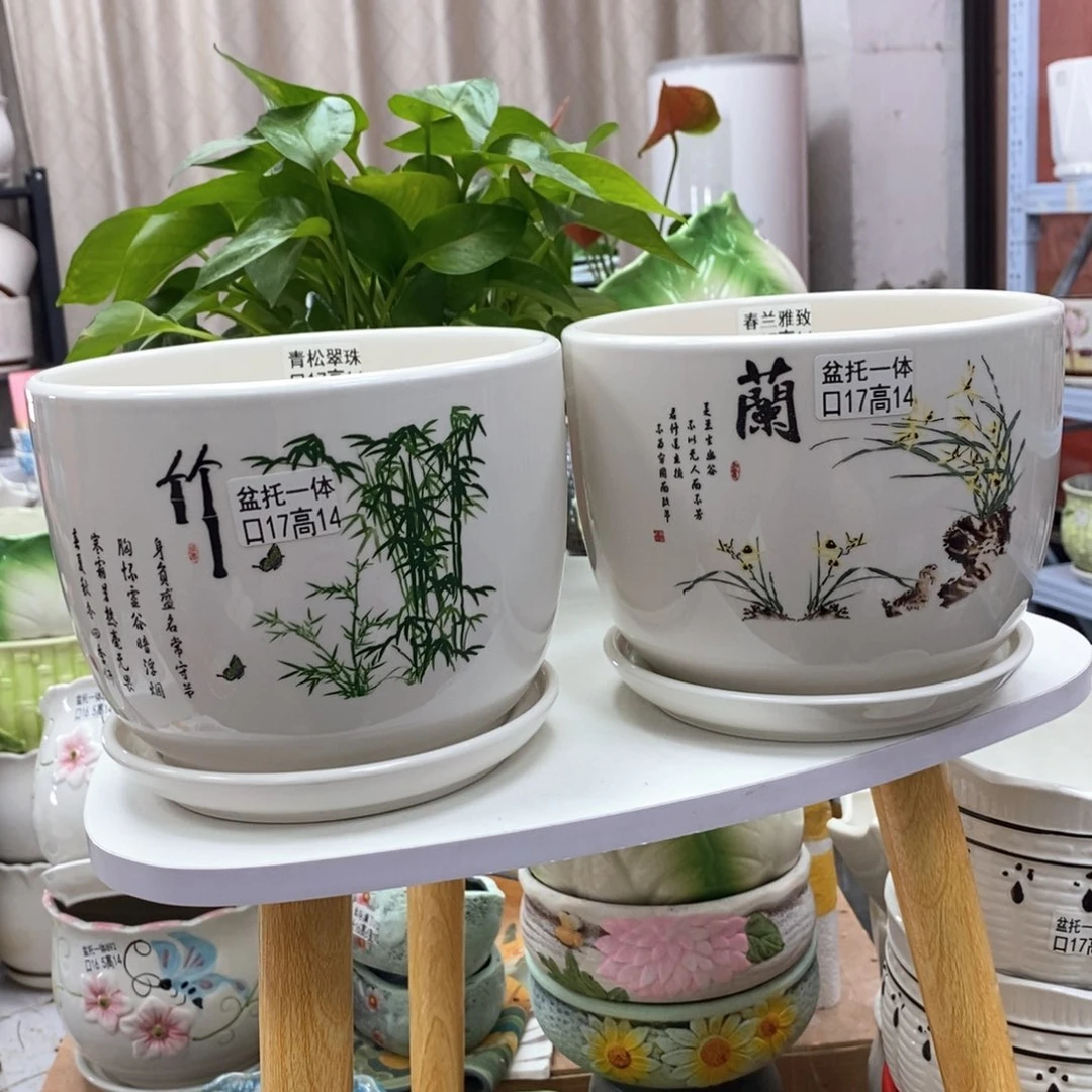 陶瓷@陶瓷花盆@@竹兰大号