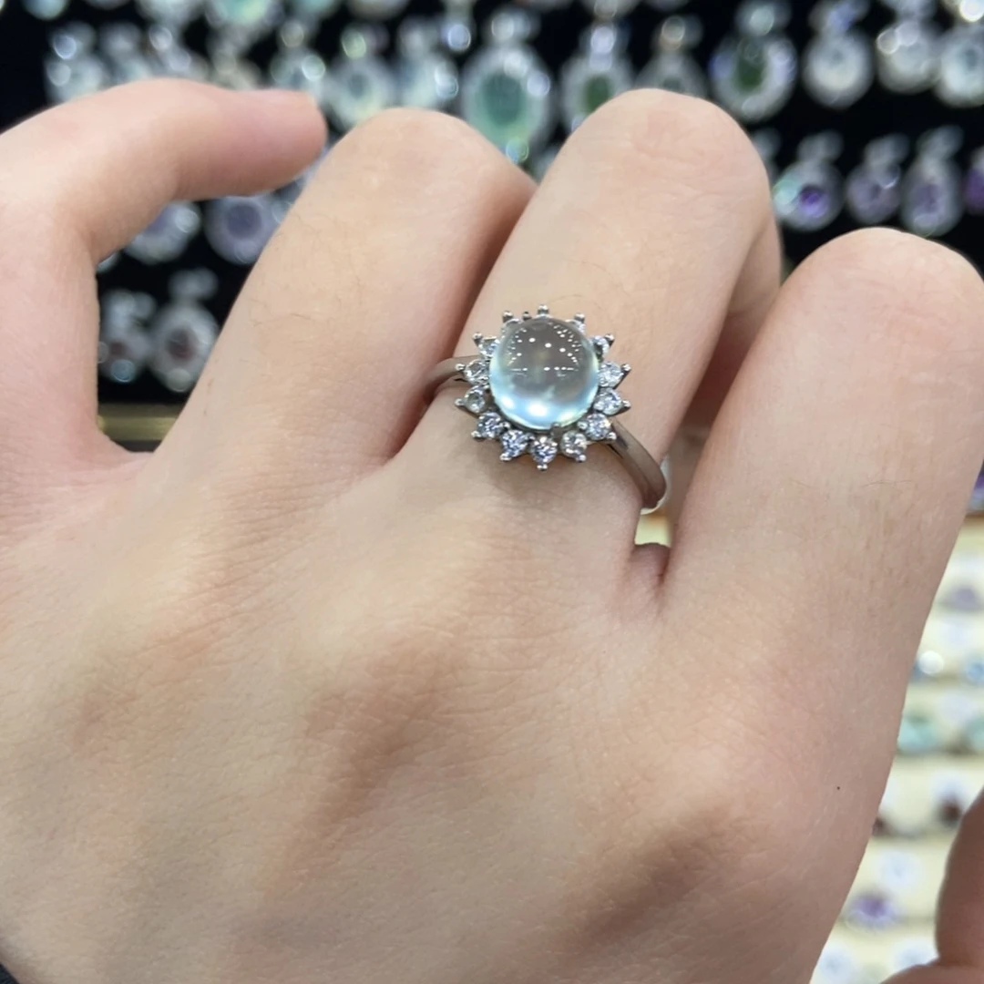 蛇纹石玉银S925镶嵌戒指