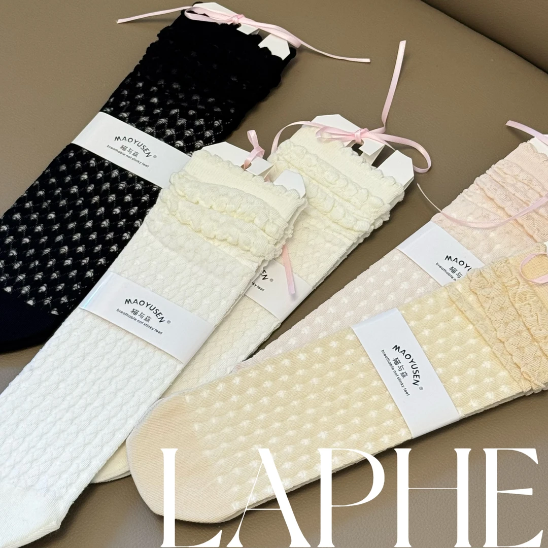 LAPHE 夏季薄款小清新韩版中长筒堆堆袜